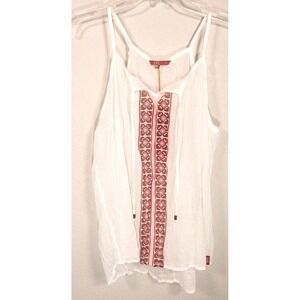 EDC Sheer Boho Festival Tank Top‎ Ivory Blouse Large NEW